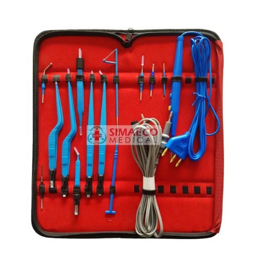 Bipolar Forceps Insulated instruments kit with silicon Cable Reusable 