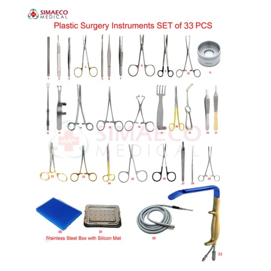 Plastic surgery instruments SET of 33 PCS