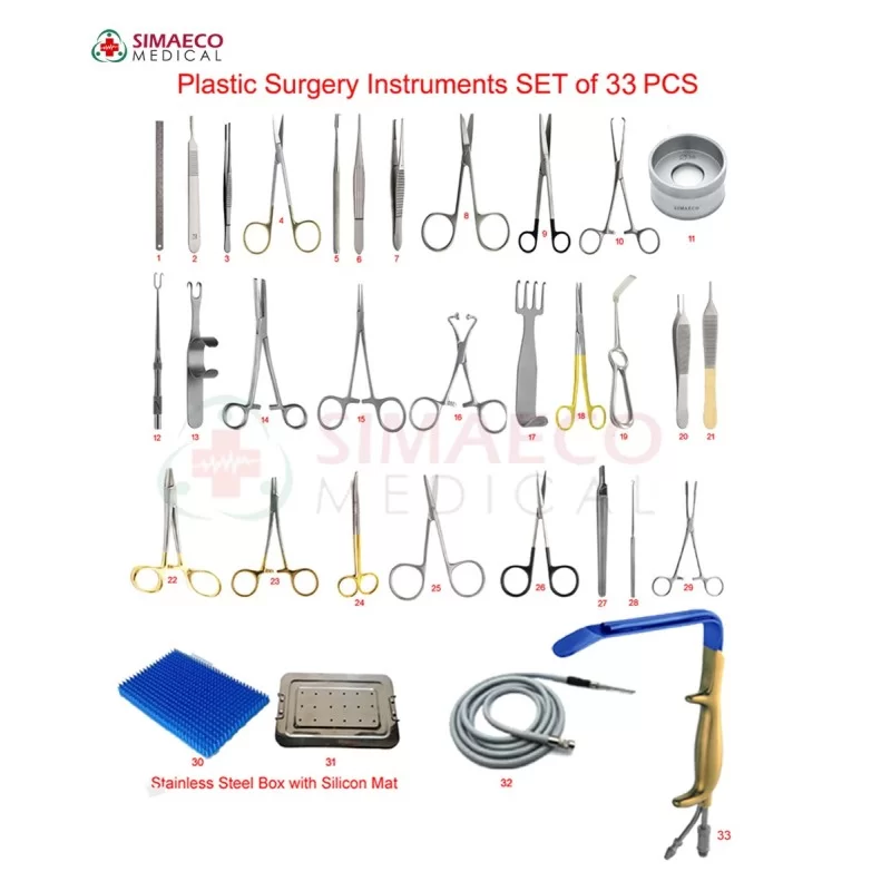 Plastic surgery instruments SET of 33 PCS Plastic surgery instruments SET of 33 PCS
