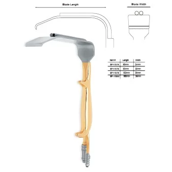 Fiber optic Tebbetts Style Breast Retractor, Length 90mm,Width 24mm