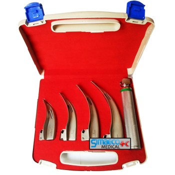Fiber Optic McIntosh  Laryngoscope Set of 4 Blades 