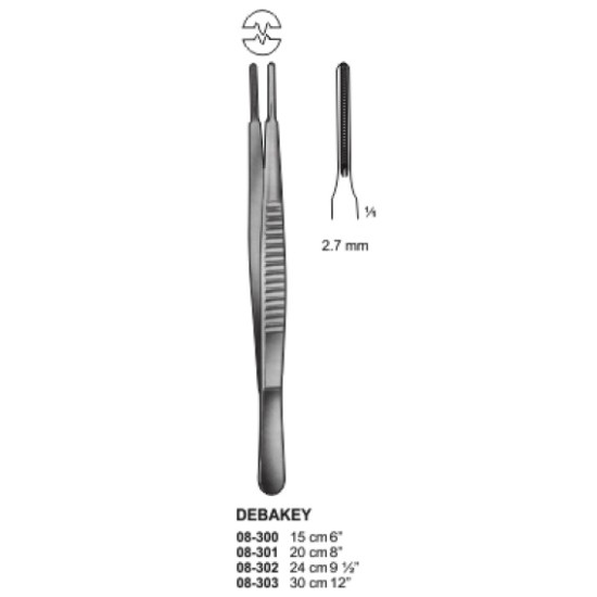 De-Bakey Forcep 1x2 Teeth