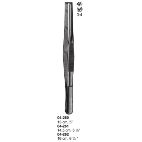Dressing Forceps 3x4 Tooth