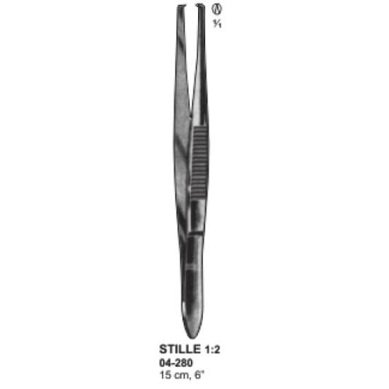 Stille Forceps 15cm, 1x2 Tooth