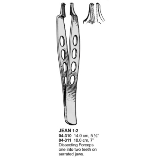 Jean Dissecting Forceps 1x2 Tooth