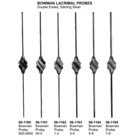 Bowman Lacrimal Probes Double Ended Sterling Silver Set