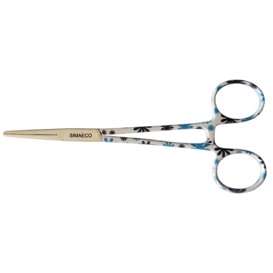 Artery forceps 6” white with blue flowers