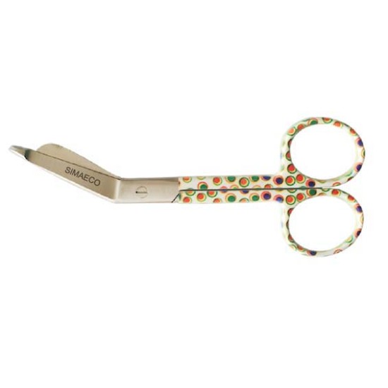 Bandage Scissor 5.5" White with colored dots