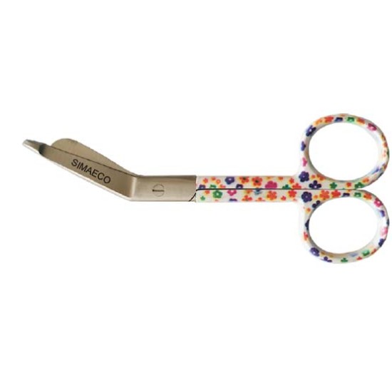 Bandage Scissor 5.5" White with color Flowers