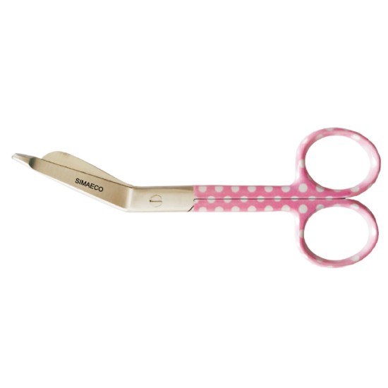 Bandage Scissor 5.5" White with Pink Dots