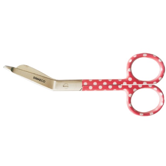 Bandage Scissor 5.5" White With Red Dots