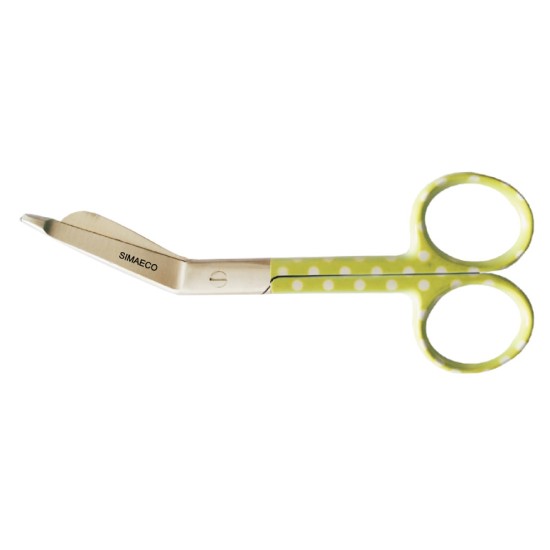Bandage Scissor 5.5" White With Green Dots