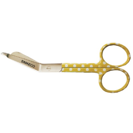 Bandage Scissor 5.5" White with Yellow Dots