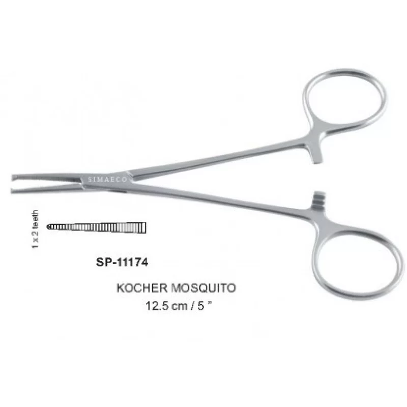 KOCHER MOSQUITO Straight 12.5cm,1x2 Teeth