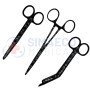 Black Floral Class Nursing Scissors Set of 3 - Bandage, Artery Forceps & Scissors 
