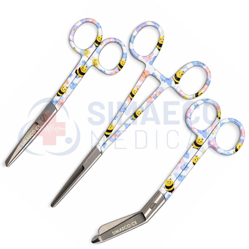 Nursing Scissor Set of 3 Colorful scissors with playful designs -Artery forceps 6", Nursing scissor 5", Bandage scissor 5.5" Nursing Scissor Set of 3 Colorful scissors with playful designs -Artery forceps 6", Nursing scissor 5", Bandage scissor 5.5"