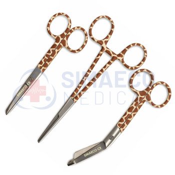 Nursing Scissor Set of 3 Giraffe Chic -Artery forceps 6", Nursing scissor 5", Bandage scissor 5.5"