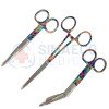 Nursing Scissor Set of 3 Psychedelic Swirl -Artery forceps 6", Nursing scissor 5", Bandage scissor 5.5"