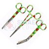 Nursing Scissor Set of 3 floral motifs pattern -Artery forceps 6", Nursing scissor 5", Bandage scissor 5.5"