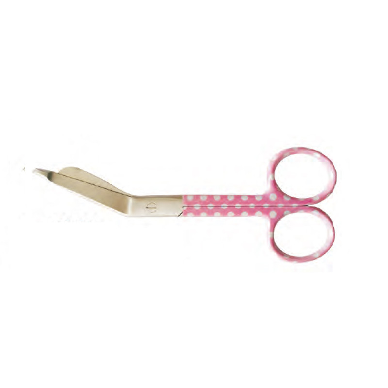 Bandage Scissor 5.5" Pink With White Dots  Stainless steel, paper coated